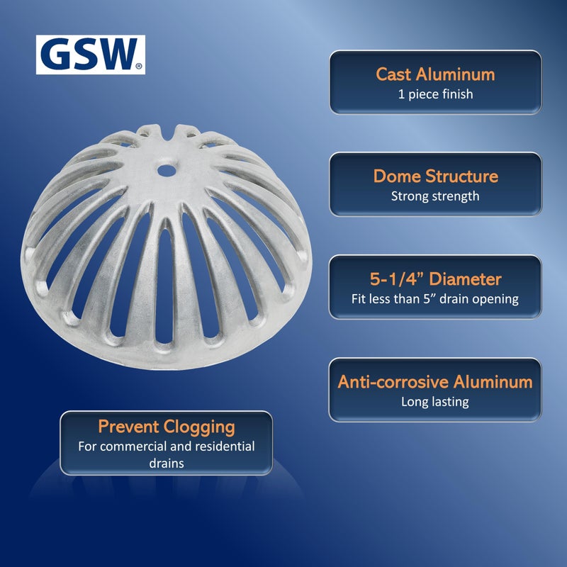 GSW FS-DS Aluminum Dome Strainer, Floor Sink Drain Cover for 12" Floor Sink. 5-1/4" Diameter - Image 2
